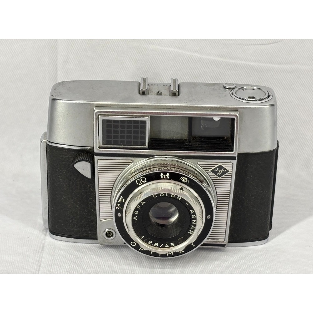 Agfa Optima I 35mm‎ Film Camera Color-Agnar 1:2.8/45mm Lens Vintage Silver Black